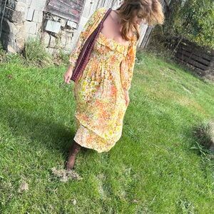 Floral Yellow Midi Dress